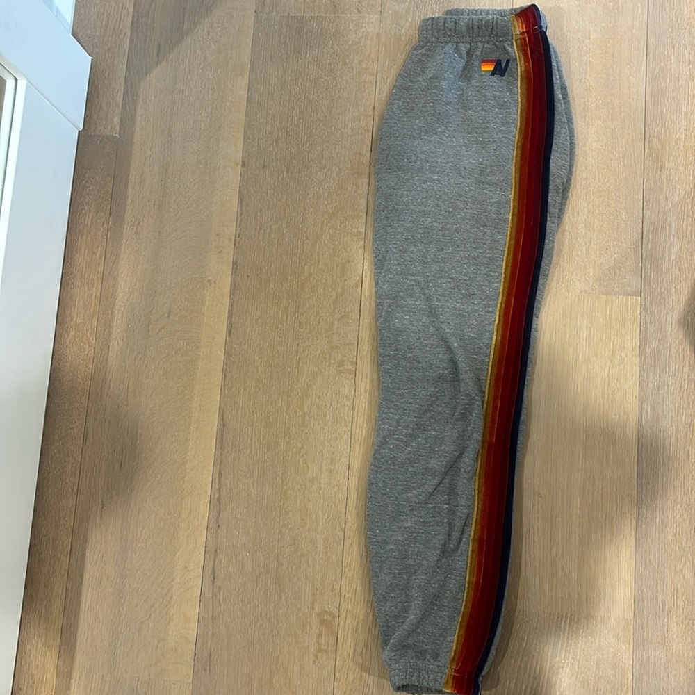 Aviator Nation Gray Side velvet Stripe Sweatpants Size Small